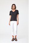 V NECK TEE - blue horiz